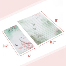 Load image into Gallery viewer, Mr. Pen- Stationery Writing Paper with Envelopes, 8.5 x 11 Inch, 160 Pack(50 Letter Writing Paper with 50 Envelopes and 60 Round Dot Sticker) Cherry Blossoms Cute Stationary Set with 10 Design
