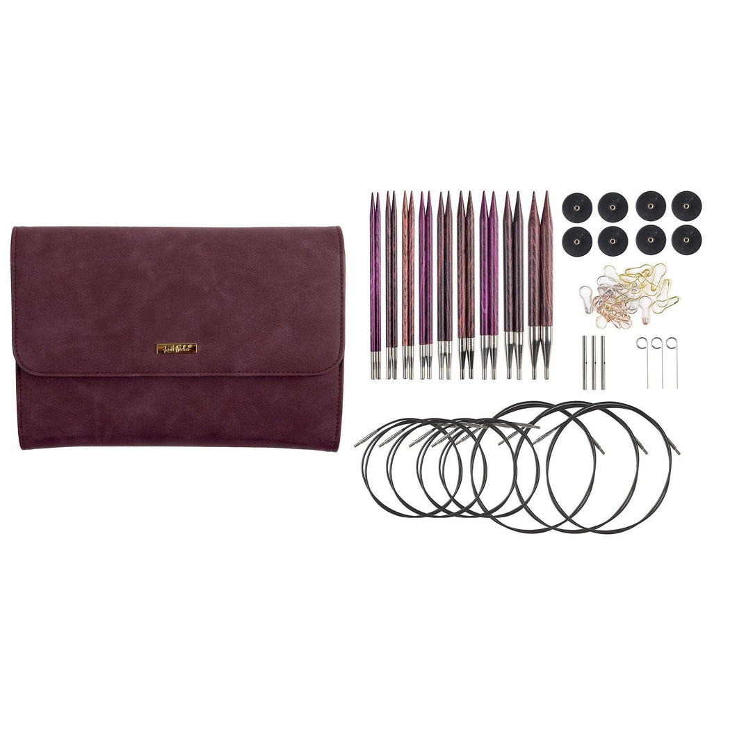 Knit Picks Options Wood Interchangeable Knitting Needle Set with Case and Stitch Markers (Royal Purple)