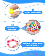 Load image into Gallery viewer, FIVEIZERO 240PC Silicone Lentil Beads - 12mm 48 Colors Abacus Spacer Beads for Keychain Bracelet Jewelry Making, DIY Crafts &amp; Pen Charms
