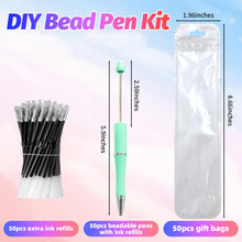 Load image into Gallery viewer, DASTTUIS 150 Pieces DIY Beadable Pens Kit - 50 plastic Beadable Pens Bulk, Refills &amp; pen bags Included - Beaded Pens Black Ink Ballpoint Cute Pens（Bright）
