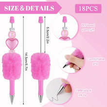 Load image into Gallery viewer, 18 Pcs Fluffy Beadable Ballpoint Pens, Retractable Plush Ball Beaded Pens, 18 Colors Cute Plastic Bead Pen, Funny DIY Black Ink Pens for Office School Writing Gift Supplies
