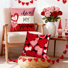 Load image into Gallery viewer, YOSICHY Valentines Decorations-Valentine Pillow Covers 18x18 Set of 4, Pink Red Hearts Be My Valentine Throw Outdoor Pillow Covers Anniversary Wedding Cushion Case for Home Sofa Couch Décor
