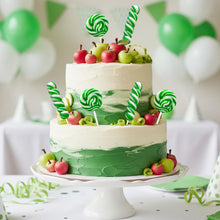 Load image into Gallery viewer, 32 Pack Green White Swirl Twisty Lollipops Suckers Bulk (16 Swirls + 16 Twists), Holiday Treats Candy Lollipops Individually Wrapped, Apple Suckers Lollipops for Birthday
