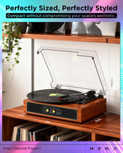 Load image into Gallery viewer, Bluetooth Record Player with RGB Lights, 3-Speed Belt-Drive Turntable with Built-in Stereo Speakers, Bass/Treble Control, Auto Stop, AUX in/Out, RCA Out, Retro Wood Vinyl Player for Home &amp; Gift Use
