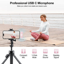 Load image into Gallery viewer, PoP voice Pink Wireless Lavalier Microphone for iPhone/Android - Mini Clip-On Mic with Noise Cancellation, 65ft Range, 12H Battery, Lapel Mic for Record Video, Podcast Vlog Content Creator Interview
