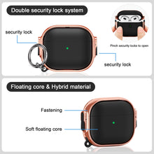 Load image into Gallery viewer, Case for AirPods 3rd Generation Case (2021), AirPods 3 Case with Lock for Women and Men, Shockproof Protective Hard Cover Case with Carabiner (Black+Rose Gold)
