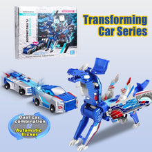 Load image into Gallery viewer, Hjhyqex 2-in-1 Transforming Dinosaur Car Toy - Magnetic Collision Robot Vehicles for Kids | Thrilling Transformations for Boys &amp; Girls (Blue)
