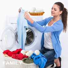 Load image into Gallery viewer, Wool Dryer Balls 6-Pack XL - Natural Reusable Laundry Fabric Softener, Reduces Wrinkles &amp; Drying Time, Hypoallergenic, Leaves Fabrics Naturally Soft and Fluffy
