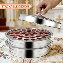 Load image into Gallery viewer, Stainless Steel Communion Tray with Lid - 40 Holes Church Communion Supplies Set, Stackable Worship Tray for Church Services, Weddings &amp; Gatherings (Silver, Cups Not Included)
