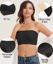Load image into Gallery viewer, Strapless Bras for Women Push Up Jelly Bandeau Bras No Underwire Seamless Tube Bra Non-Slip with Detachable Straps, Black, XL
