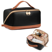 Load image into Gallery viewer, Telena Leather Make Up Bag Portable Travel Makeup Bag Waterproof Cosmetic Bags for Women Large Capacity With Handle and Divider Open Lay Flat
