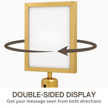 Load image into Gallery viewer, 4PCS Gold 8.5x11 Stanchion Sign Holder – Vertical Poster Display Frames for Floor Standing Holder Stand Business Store Sign Holders Pedestal Advertising Stand for Indoor Outdoor Use
