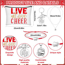 Load image into Gallery viewer, Beupy 6 Pcs Cheerleader Gifts Set 20 oz Cheer Tumbler Makeup Bag Cheerleading Bracelet Cheerleading Keychain Necklace Stickers Cheer Accessories Cheerleaders Stuff Cheerleader Gifts for Girls (Red)
