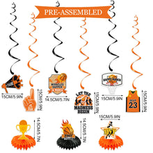 Load image into Gallery viewer, Madness Basketball Patry Decorations Let The Madness Begin Banner College Basketball Hanging Swirls Madness Basketball Themed Honeycomb for College Party Supplies Home Decor
