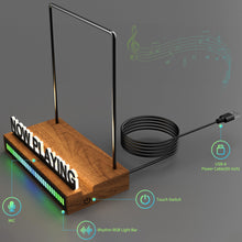 Load image into Gallery viewer, KORRTFID Now Playing Vinyl Record Stand, Light Up Vinyl Record Display Stand with RGB Sound Control Pickup Rhythm Lights Bar, Warm White Light with Fingerprint-Proof Acrylic Letters
