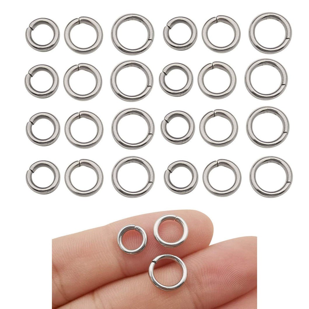 300pcs Mix 8mm 9mm 10mm Stainless Steel Thick Strong Rings Jump Rings Connector Rings for Jewelry Making Necklaces Bracelet Earrings Keychain DIY Craft (M536)