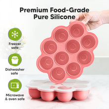 Load image into Gallery viewer, KeaBabies Silicone Food Freezer Trays with Lid, 2oz x 10 Pods Baby Food Storage Containers, Easy Puree Meal Prep, Breast Milk Silicone Freezer Molds, Dishwasher, Microwave Safe, BPA-Free (Blossom)
