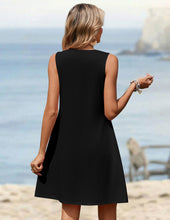 Load image into Gallery viewer, Zeagoo Sleeveless Dresses for Women Black Tshirt Dresses Summer Tank Dress V Neck A Line Dress with Pockets Womens Pleated Sundresses XXL
