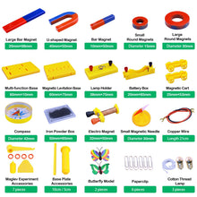 Load image into Gallery viewer, STEM Magnet Experiment Kit: Physics Electromagnetism Tools (Bar/Ring/Horseshoe Magnets, Compass, Electromagnet) - Fun Educational Birthday Gift for Students

