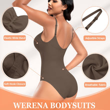 Load image into Gallery viewer, Werena Shapewear Bodysuit Tummy Control for Women Shapewear V Neck Body Shaper (Grey Brown-M-582-2,Large)
