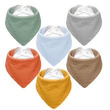 Load image into Gallery viewer, NISXABEBE Muslin Baby Bibs,Soft Triangular Baby Bandana Drool Bibs for Baby Boy Girl,Solid Colors Bib for Drooling Teething 6 Pack(Unisex)
