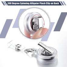 Load image into Gallery viewer, Tatuo 200 Retractable Badge Reels Round ID Badge Holders Nursing Name Reels with Swivel Alligator Clip and Vinyl Card Strap for Learner Teachers Nurses Volunteer (Clear)
