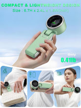 Load image into Gallery viewer, KIMWIND Portable Handheld Turbo Fan, 5 Gear Wind, Battery Operated, Up to 13 Working Hours Rechargeable Fan, 3 IN 1 Hand Fans with Air Turbo Tech Cooling Fan for for Travel, Beach, Outdoor - Green
