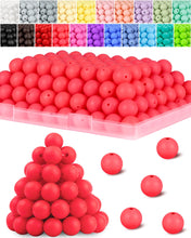 Load image into Gallery viewer, 120PCS FIVEIZERO Silicone Beads for Keychain Making, 15mm Pink Red Round Silicone Rubber Focal Beads Bulk for DIY Crafts, Bracelets, Necklaces, and Pens
