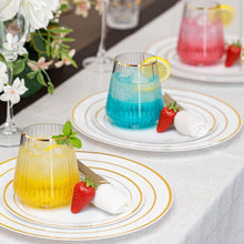 Load image into Gallery viewer, N9R 40 Count 12oz Clear Plastic Wine Cups with Gold Rim - Elegant Origami Ripple Design, Shatterproof &amp; Disposable for Whiskey, Cocktail, Champagne, Parties, Weddings, Events
