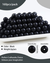 Load image into Gallery viewer, LIENATSER 160Pcs 15mm Silicone Beads, Bulk for Keychain Making Kit, Rubber Round Beads Silicone Focal Beads for Pens, Necklace, Jewelry, Art, DIY Crafts Making (Black)
