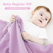 Load image into Gallery viewer, Muslin Swaddle Blankets for Newborns, 2 Pack Large 40 x 40 Inches, 100% Cotton Receiving Blankets, Soft and Breathable Baby Swaddles, Baby Essentials for Girls, Shower Gift, Pink and Purple
