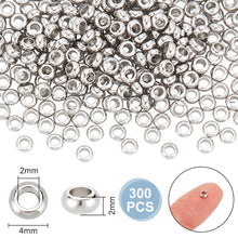 Load image into Gallery viewer, UNICRAFTALE 300Pcs Rondelle Beads Stainless Steel Spacer Beads 4mm Flat Round Beads 2mm Hole Disc Beads Loose Beads Smooth Beads Metal Beads for DIY Bracelet Necklace Jewelry Making
