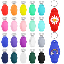 Load image into Gallery viewer, Thyle 100 Pcs Blank Motel Keychain Bulk Hotel Key Tag Vintage Sublimation Heat Transfer Keychain for DIY Craft Luggage Tag(Multicolor)

