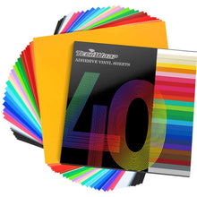 Load image into Gallery viewer, TECKWRAP Permanent Adhesive Vinyl Sheets 12&quot; x 12&quot; 40 Sheets/Pack Assorted Colors for Craft Cutters
