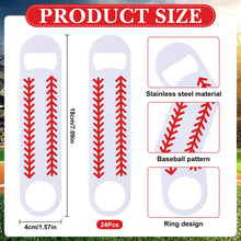 Load image into Gallery viewer, Acellegic 24 Pack Baseball Bottle Opener 7 Inch Stainless Steel Flat Beer Bottle Opener Bulk Double Sided Baseball Stitch Design for Team Fans Gifts, Home Kitchen, Bar, Party Supplies
