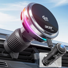 Load image into Gallery viewer, acer Qi2.2 25W for MagSafe Car Mount Charger, Wireless Car Charger with Cooling Fan &amp; Backlight, Vent Phone Mount with 45W Car Adapter, 360°Rotation Magnetic Phone Holder for iPhone 17/16/15/14/13

