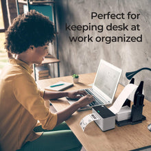 Load image into Gallery viewer, MUNBYN External Rolls Label Holder, 2 in 1 Fan-Fold Stack Paper Holder for Desktop Thermal Label Printer

