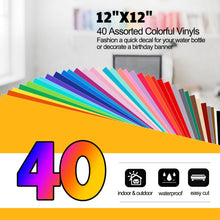 Load image into Gallery viewer, TECKWRAP Permanent Adhesive Vinyl Sheets 12&quot; x 12&quot; 40 Sheets/Pack Assorted Colors for Craft Cutters
