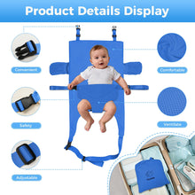 Load image into Gallery viewer, nfant Airplane Seat Extender Travel Bed | Baby on Lap Flight Bed | Foldable Soft Airplane Baby Travel Seat Extender on Lap with Neck Pillow | Fits Economy Seats | Baby Blue

