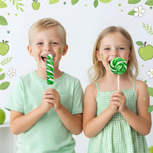 Load image into Gallery viewer, 32 Pack Green White Swirl Twisty Lollipops Suckers Bulk (16 Swirls + 16 Twists), Holiday Treats Candy Lollipops Individually Wrapped, Apple Suckers Lollipops for Birthday
