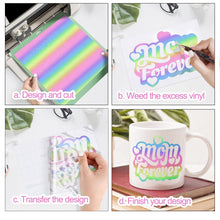 Load image into Gallery viewer, TECKWRAP Holographic Vinyl Glossy Candy Color Adhesive Vinyl for Craft Cutter 12&quot; x 5ft, Pastel Rainbow
