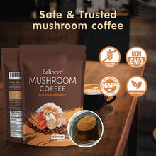 Load image into Gallery viewer, Mushroom Coffee, 6 Adaptogenic Mushrooms with Lion's Mane, Cordyceps, Turkey Tail &amp; More, Instant Mushroom Coffee for Focus, Energy, Immune &amp; Digestion Support
