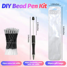 Load image into Gallery viewer, DASTTUIS 150 Pieces DIY Beadable Pen Kit – 50 Plastic Ballpoint Pens with Refills &amp; Bags – School Supplies, Office Accessories &amp; Decorative Items for Students &amp; Teachers （Black）

