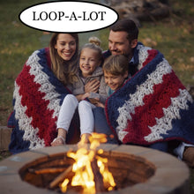 Load image into Gallery viewer, LOOP-A-LOT Chunky Chenille Red White Blue Yarn for Crocheting and Handknitting ~ Big Bulky Fluffy Soft Chunky Beginners Blanket Jumbo Wide Thick Yarn DIY Crafts Home Decor Costumes Each Skein 28 yards
