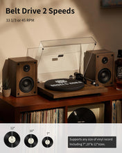 Load image into Gallery viewer, ANGELS HORN Vinyl Record Player, Hi-Fi System Bluetooth Turntable Players with Stereo Bookshelf Speakers, Built-in Phono Preamp, Belt Drive 2-Speed, Adjustable Counterweight, AT-3600L
