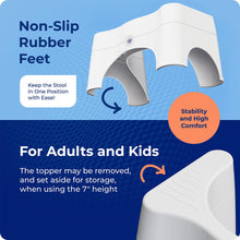 Load image into Gallery viewer, Squatty Potty The Original Bathroom Toilet Stool - Adjustable 2.0, Convertible to 7" or 9" Height with Removable Topper for Adults and Kids White
