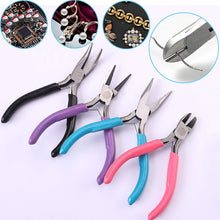 Load image into Gallery viewer, 4 Pack Jewelry Pliers Jewelry Making Pliers Tools Kit with Needle Nose Pliers/Chain Nose Pliers, Round Nose Pliers, Bent Nose Pliers, Wire Cutters for Wire Wrapping Earring Craft Making Supplies
