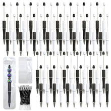 Load image into Gallery viewer, DASTTUIS 150 Pieces DIY Beadable Pen Kit – 50 Plastic Ballpoint Pens with Refills &amp; Bags – School Supplies, Office Accessories &amp; Decorative Items for Students &amp; Teachers (Black and White)
