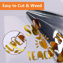 Load image into Gallery viewer, HTVRONT Gold Chrome Vinyl - 12" x 15FT Gold Permanent Adhesive Vinyl for All Cutting Machine-Gold Mirror Metallic Easy to Cut &amp; Weed
