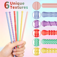 Load image into Gallery viewer, Hepotk Sensory Fidget Sticks - 6PCS Silicone Fidget Toy Pack with Mixed Textures, Random Colors &amp; Styles | Stress Relief Toys for Autistic Kids 3+ &amp; Adults | Must-Have for Travel, School &amp; Home
